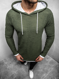 Bluza męska z kapturem ciemno-zielona OZONEE O/1252Z