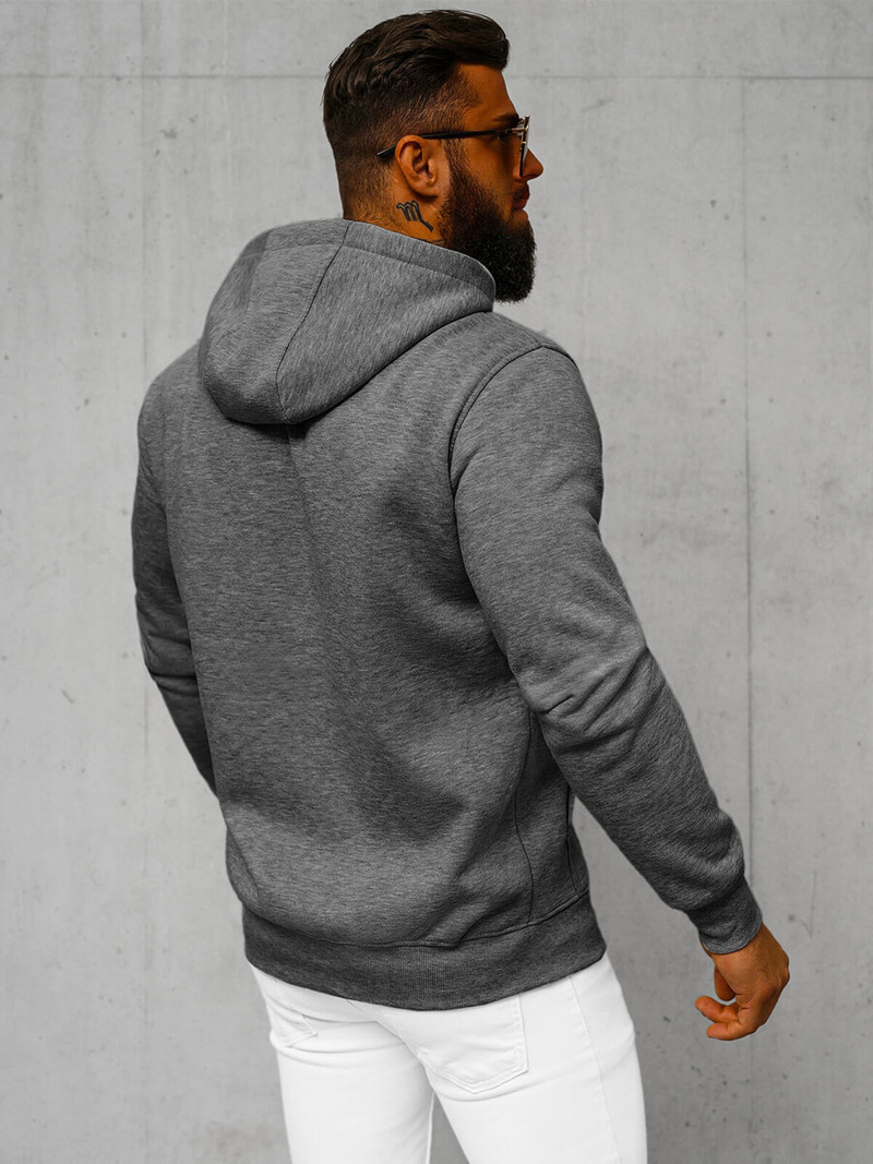 Bluza męska z kapturem rozpinana ciemno-szara OZONEE JS/2008Z