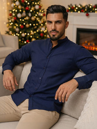 Класична сорочка чоловіча tемно-cиня OZONEE O/V69Z