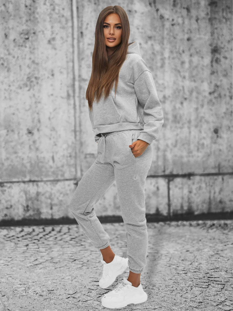 Komplet dresowy dwuczęściowy damski szary OZONEE JS/8C69/2Z