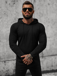 Longsleeve męski z kapturem czarny OZONEE O/B258