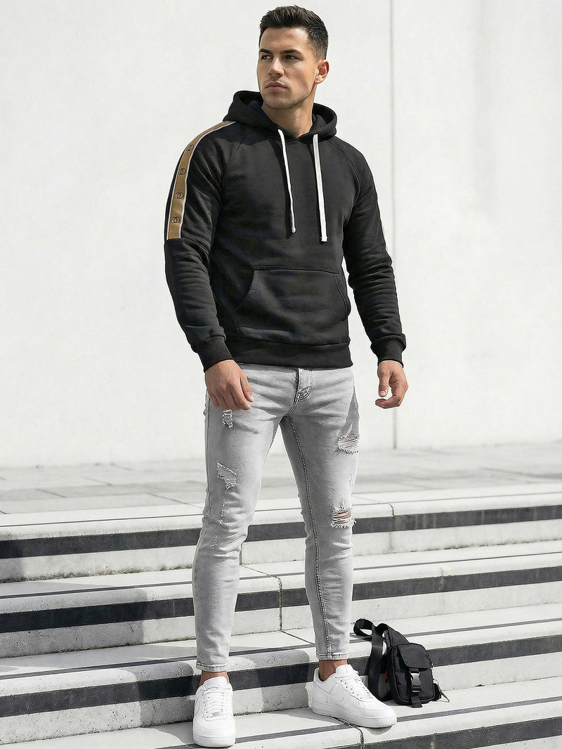 Bluza z kapturem męska czarna OZONEE JS/8B1730/3Z