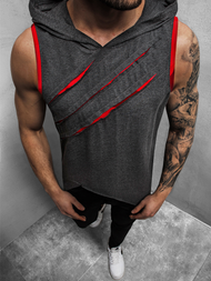 T-Shirt z kapturem męski grafitowy OZONEE O/1254Z