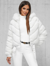 Kurtka zimowa damska z futerkiem biała OZONEE JS/11Z8165Z