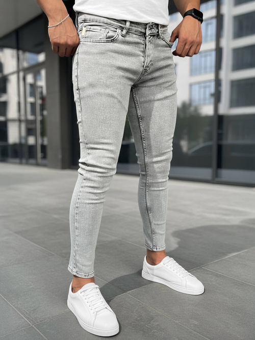 Spodnie jeansowe męskie slim fit szare OZONEE DO/2822/3