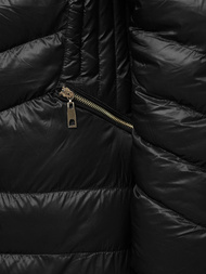 Kurtka zimowa damska długa z futerkiem czarna OZONEE JS/5M3162/392