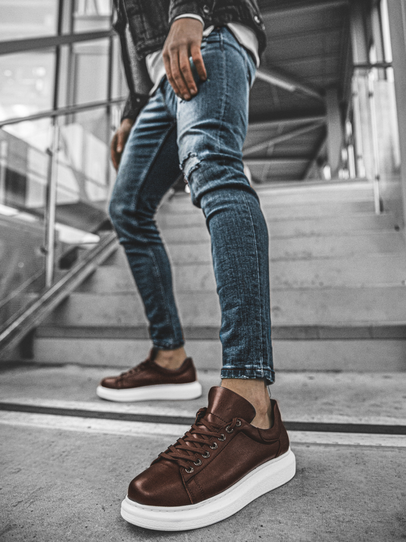 Sneakersy brązowo-białe OZONEE CH/257