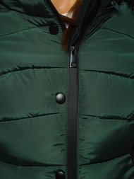 Kurtka zimowa damska z futerkiem ciemnozielona OZONEE O/DK066/38