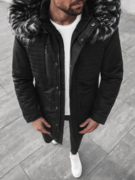 Kurtka zimowa męska parka z futerkiem czarna OZONEE O/99115Z