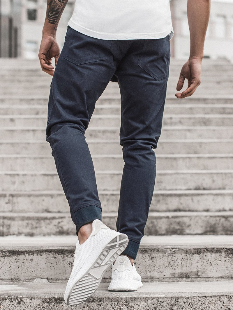 Spodnie męskie joggery granatowe OZONEE A/1003