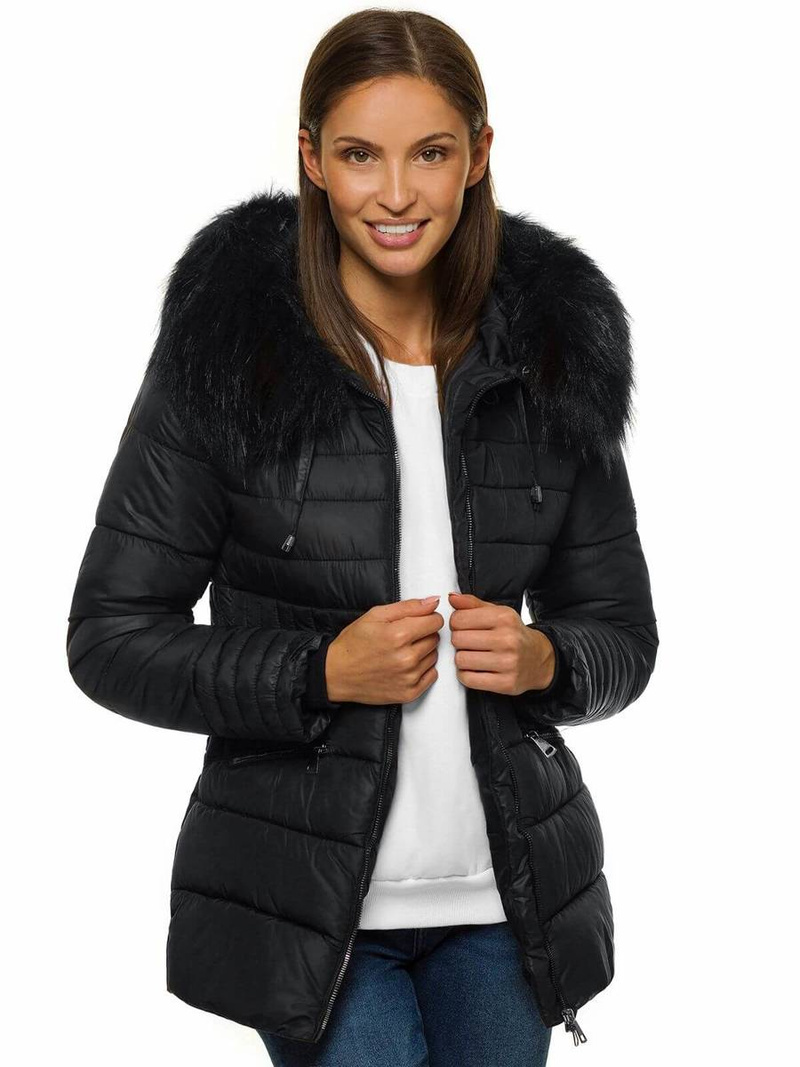 Kurtka zimowa damska czarna OZONEE O/SW027/1