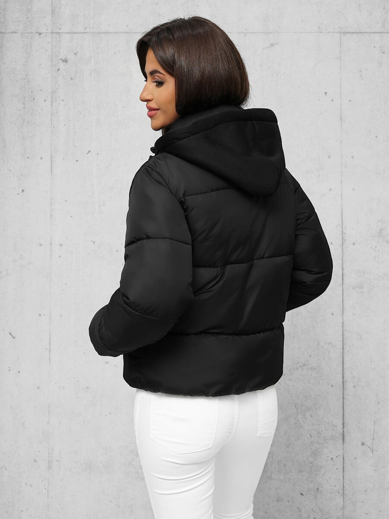 Kurtka zimowa damska pikowana czarna OZONEE JS/16M9187/392