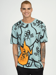 T-Shirt męski z nadrukiem miętowy OZONEE MR/21535