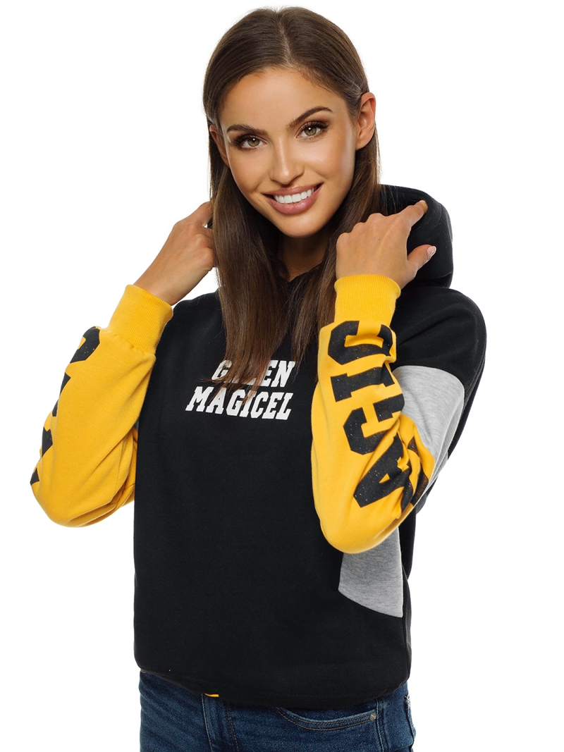 Bluza z kapturem damska czarna OZONEE JS/KSW2025