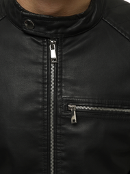 Kurtka skórzana męska czarna OZONEE JB/JP1151