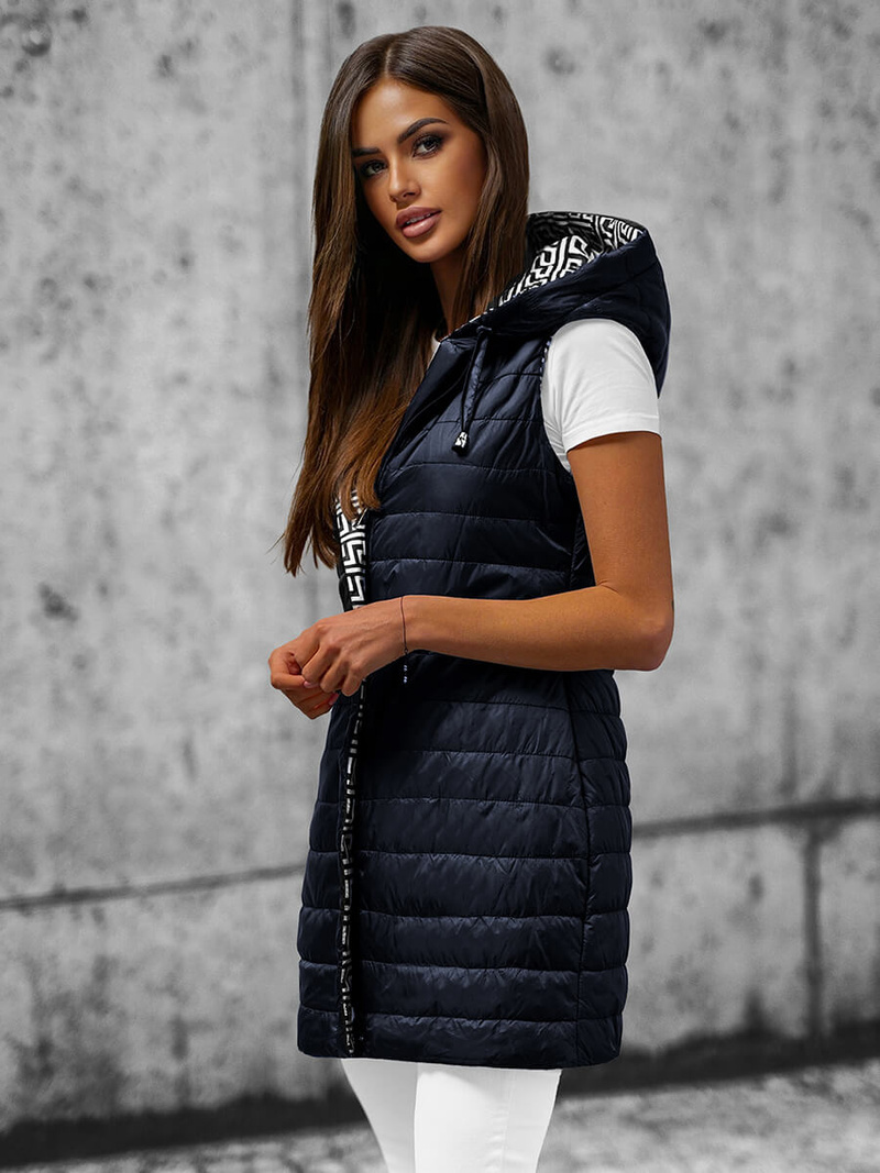 Стьобаний жіночий жилет tемно-cиня OZONEE JS/16M9066/215