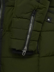 Kurtka zimowa damska długa pikowana khaki OZONEE O/W377Z