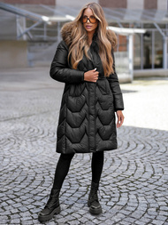 Kurtka zimowa damska z futerkiem czarna OZONEE O/5M3229/392