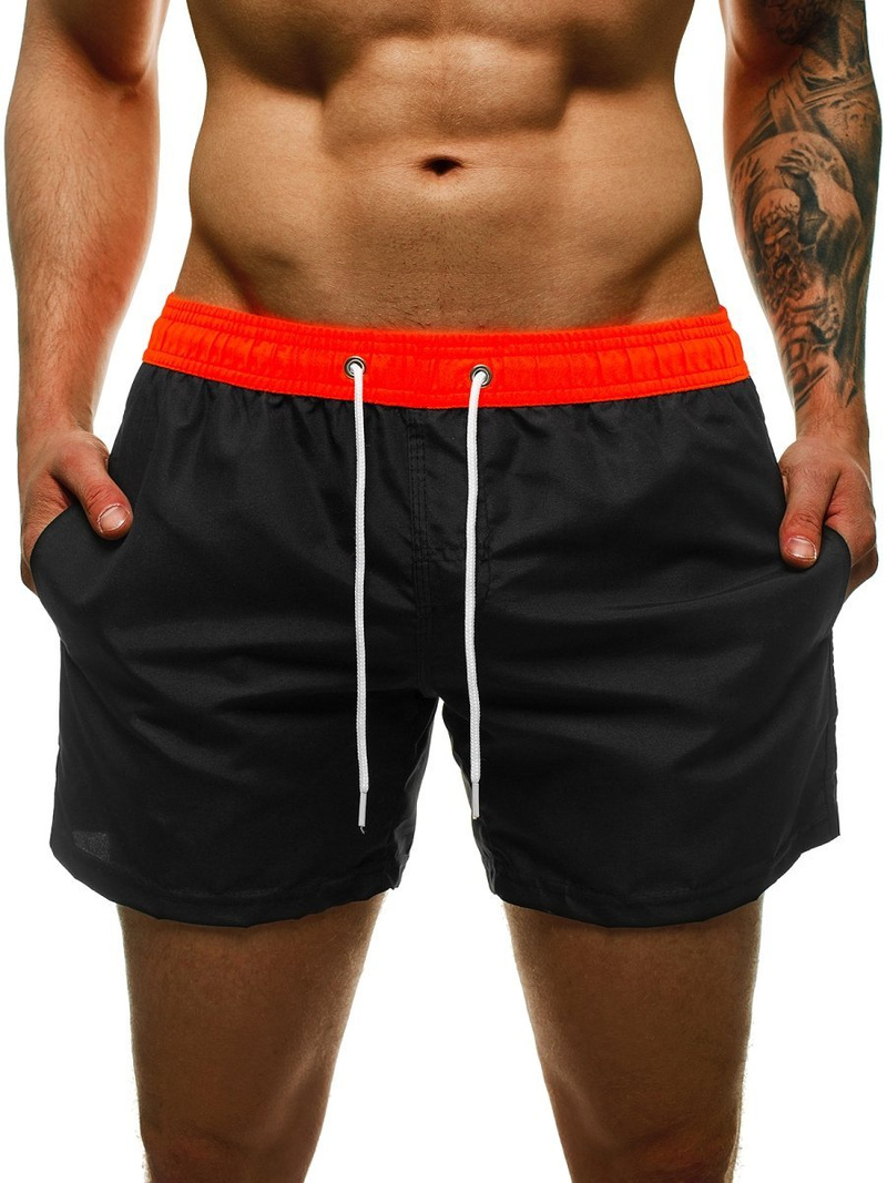 Spodenki kąpielowe męskie czarno-pomarańczowe OZONEE ST004-8