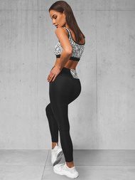 Komplet sportowy dwuczęściowy damski czarno-biały OZONEE O/MS016Z