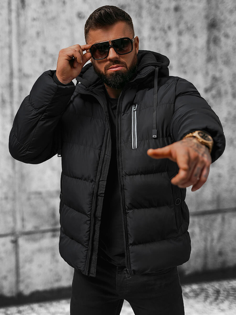 Kurtka zimowa męska pikowana czarna OZONEE JS/27M8112/392