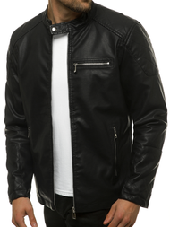 Шкiряна куртка чоловіча Чорна OZONEE JB/JP1151