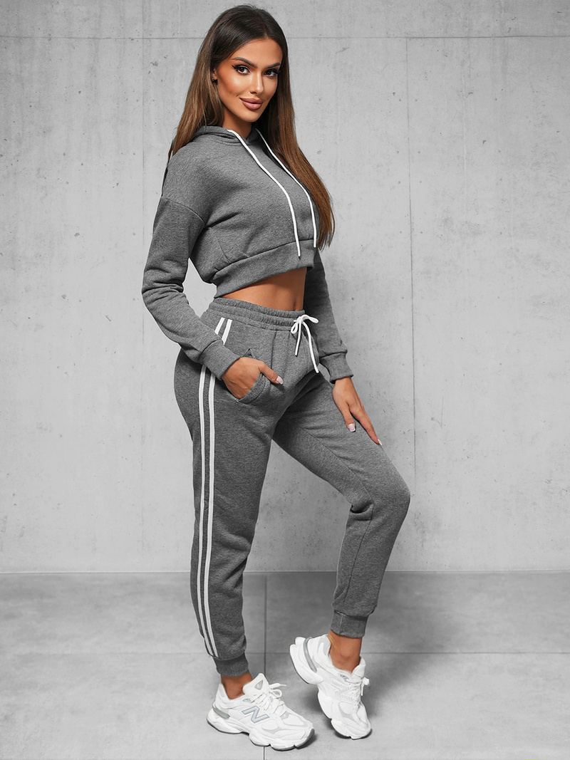 Komplet dresowy dwuczęściowy damski grafitowy OZONEE JS/8C67/5