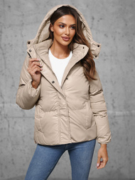 Kurtka zimowa damska pikowana beżowa OZONEE JS/5M3185/62