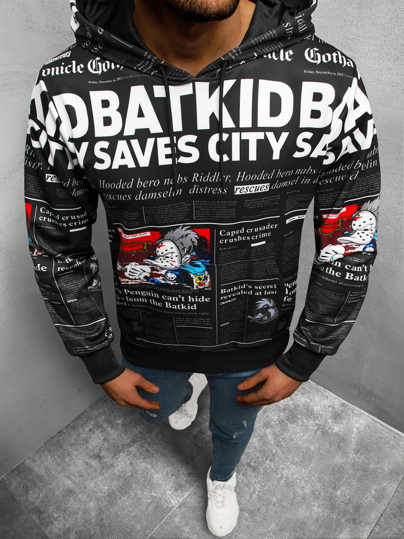 Bluza z kapturem męska czarna OZONEE O/HM726Z