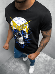 T-Shirt męski z nadrukiem czarny OZONEE JS/Y70002