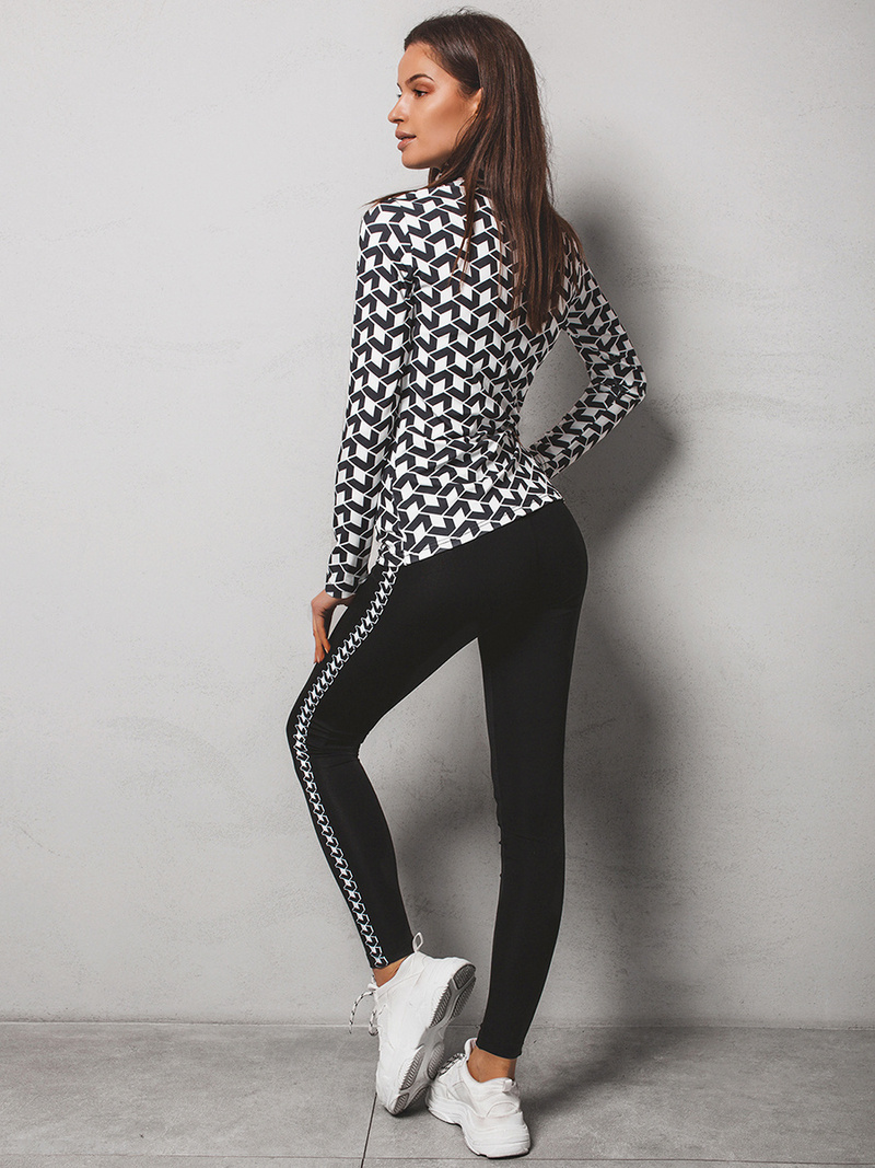 Komplet sportowy dwuczęściowy czarno-biały OZONEE O/19415Z