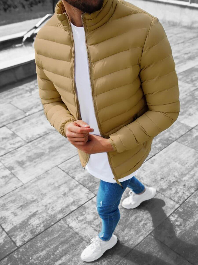 Kurtka męska przejściowa beżowa OZONEE JS/SM70/11