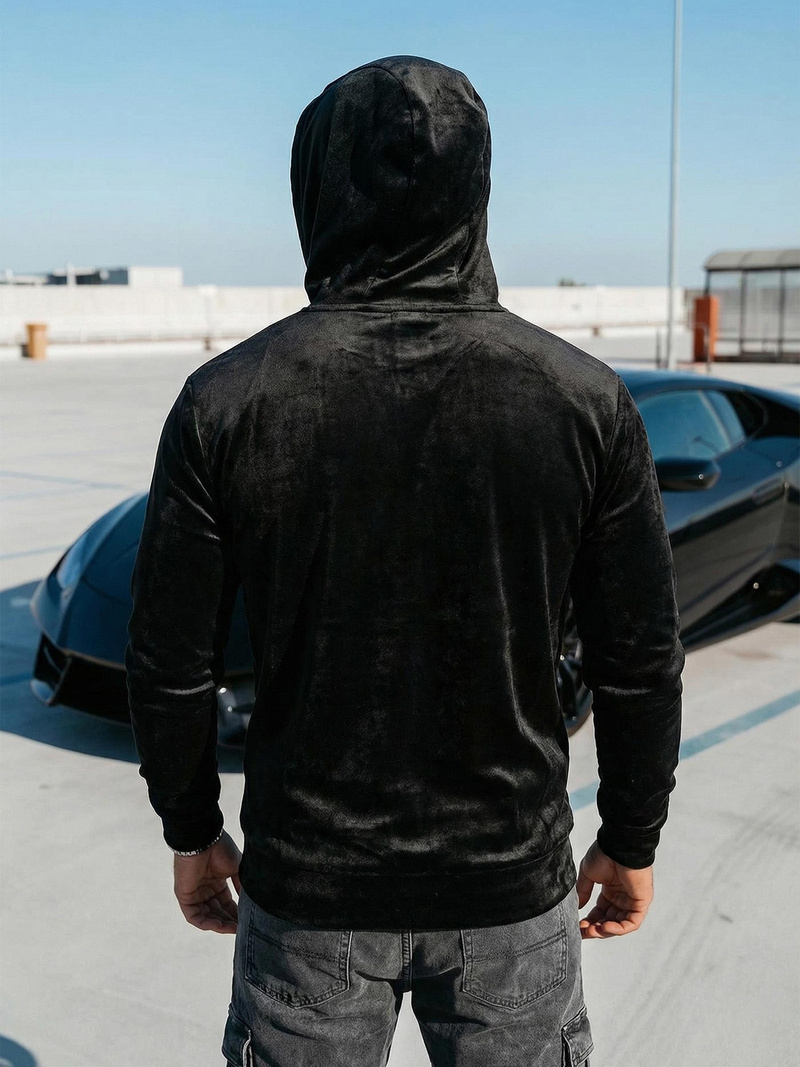 Bluza welurowa męska z kapturem czarna OZONEE JS/8B1168/3Z