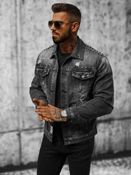 Чоловіча джинсова куртка Чорна OZONEE NB/MJ504NZ