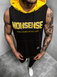 T-Shirt z kapturem męski czarny OZONEE MAD/2882Z