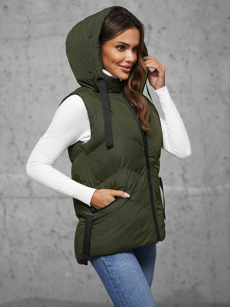 Стьобаний жіночий жилет Темно-Зелена OZONEE JS/5M3176/136