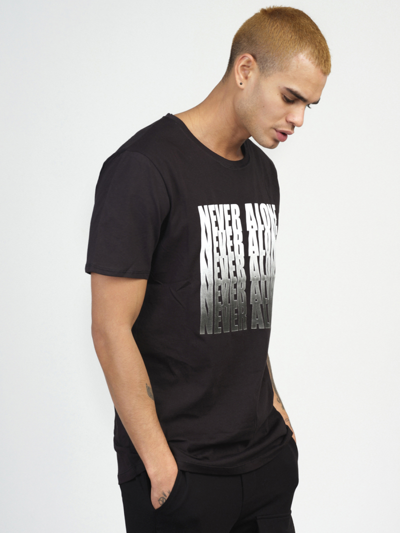 T-Shirt męski z nadrukiem czarny OZONEE MR/21513