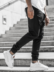 Spodnie męskie chino joggery czarne OZONEE G/11144