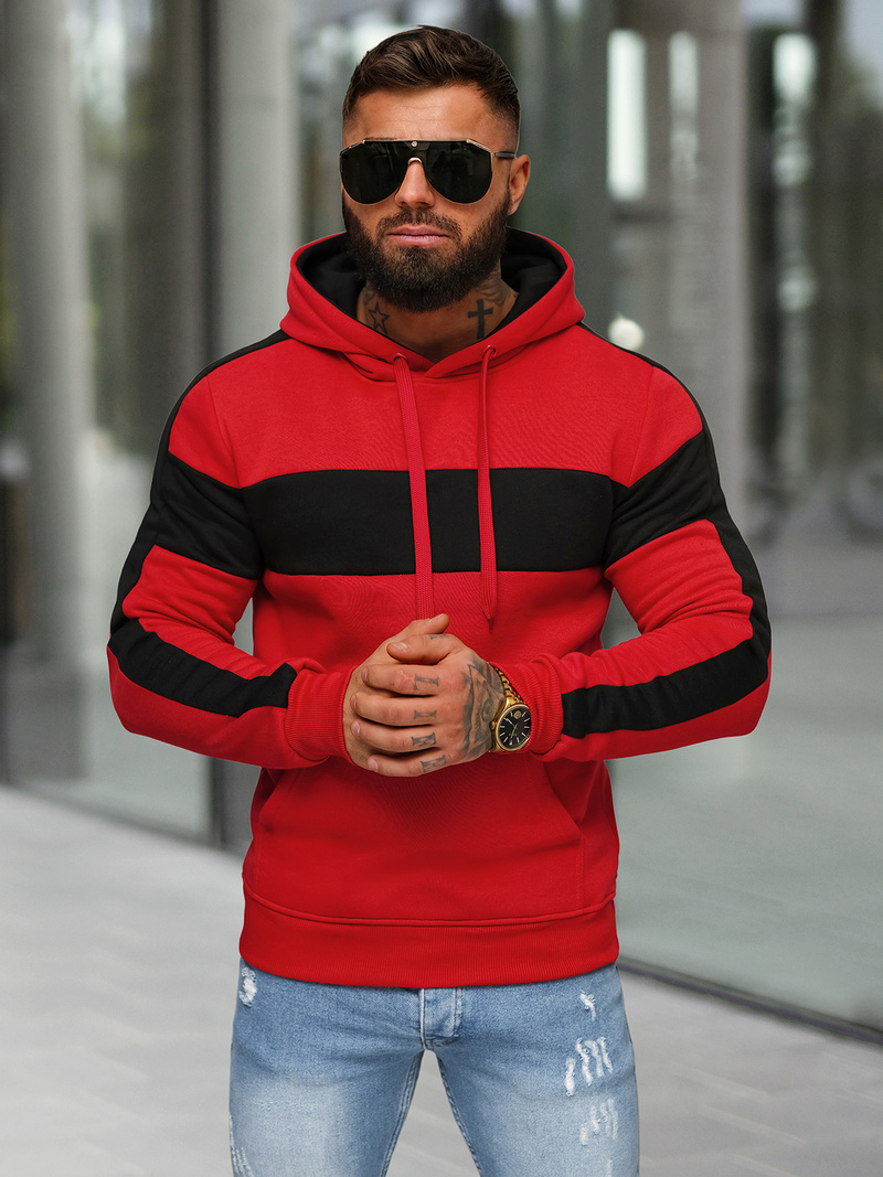 Bluza z kapturem męska czerwona OZONEE JS/8B1309/18