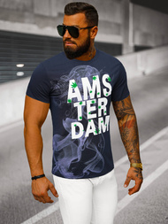 T-shirt męski granatowy OZONEE O/T128/25