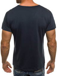 T-Shirt męski bez nadruku granatowy OZONEE JS/712007
