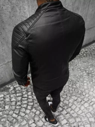 Чоловіча шкіряна куртка Чорна OZONEE JS/11Z8001