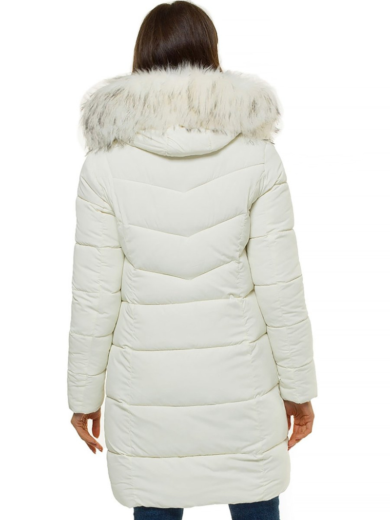 Kurtka zimowa damska parka z futerkiem ecru OZONEE O/SW028/10
