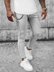 Spodnie jeansowe męskie szare OZONEE O/287