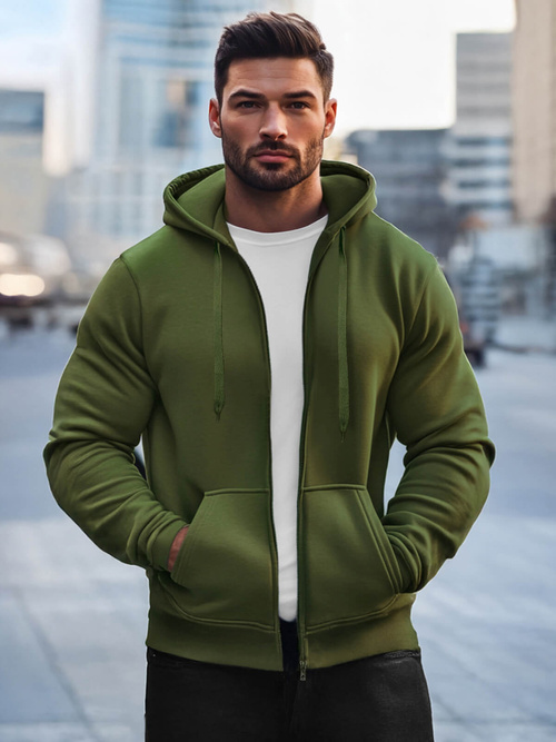 Bluza męska z kapturem rozpinana khaki OZONEE JS/2008Z