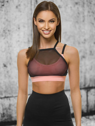 Biustonosz sportowy damski stanik treningowy czarno-różowy OZONEE JS/WX1092