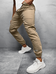 Spodnie męskie joggery jeansowe beżowe OZONEE O/1097/1