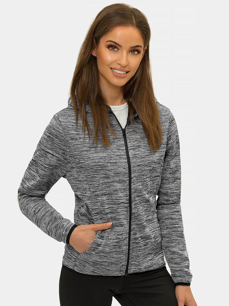 Bluza damska rozpinana z kapturem szara OZONEE JS/HD111/3