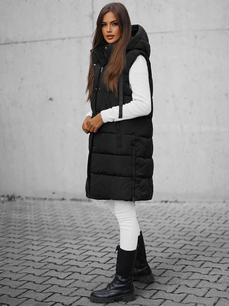 Стьобаний жіночий жилет чорний OZONEE O/81276Z