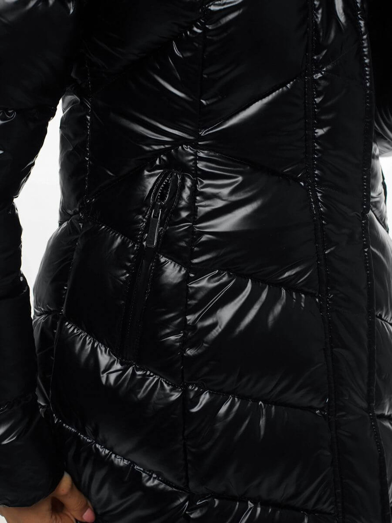 Kurtka zimowa damska parka z futerkiem czarna OZONEE O/DK026/1